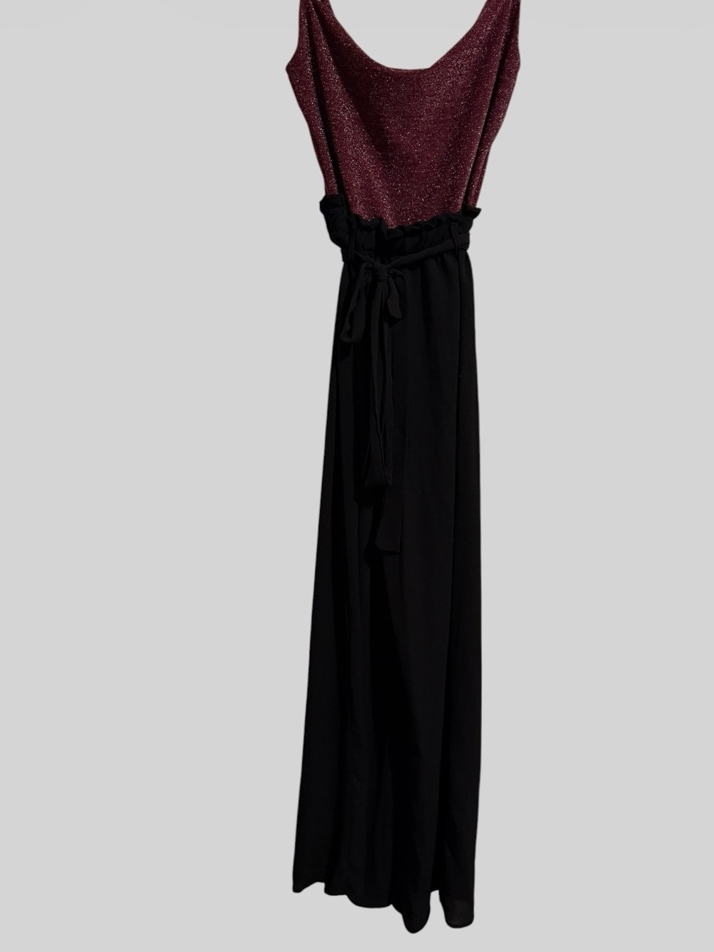 Justify Burgundy Sparkle and Black Sleeveless Jumpsuit